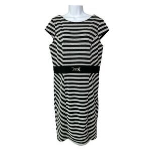 White House Black Market Women’s 14 Cap Sleeve Striped Midi Sheath Dress